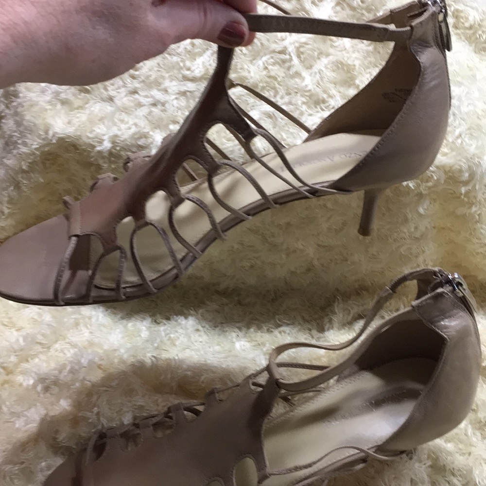 Kitten heel sandals, sz 9.5 subtle beige